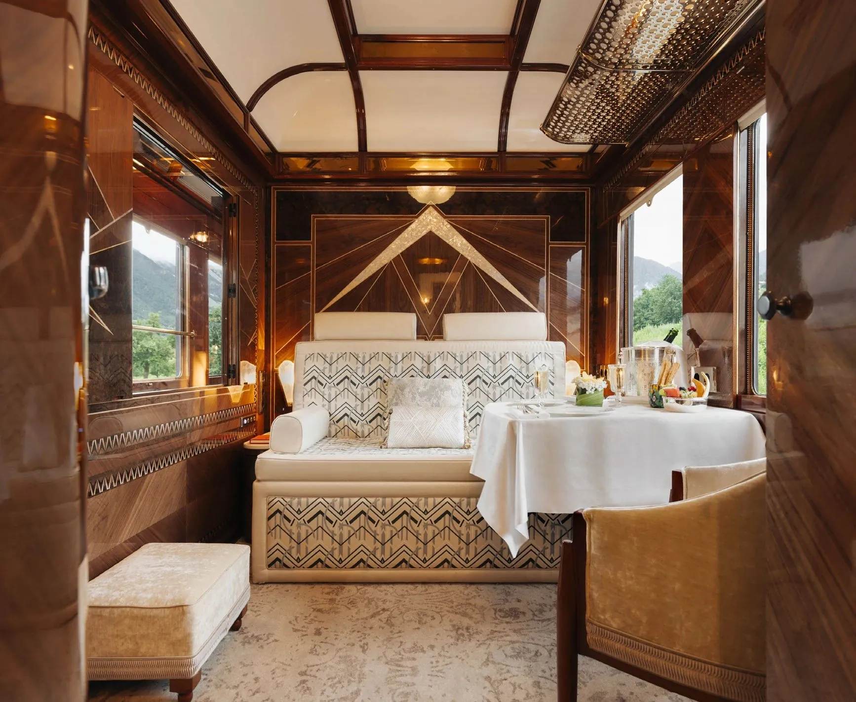 Venice Simplon-Orient-Express Grand Suite interior with private dining table