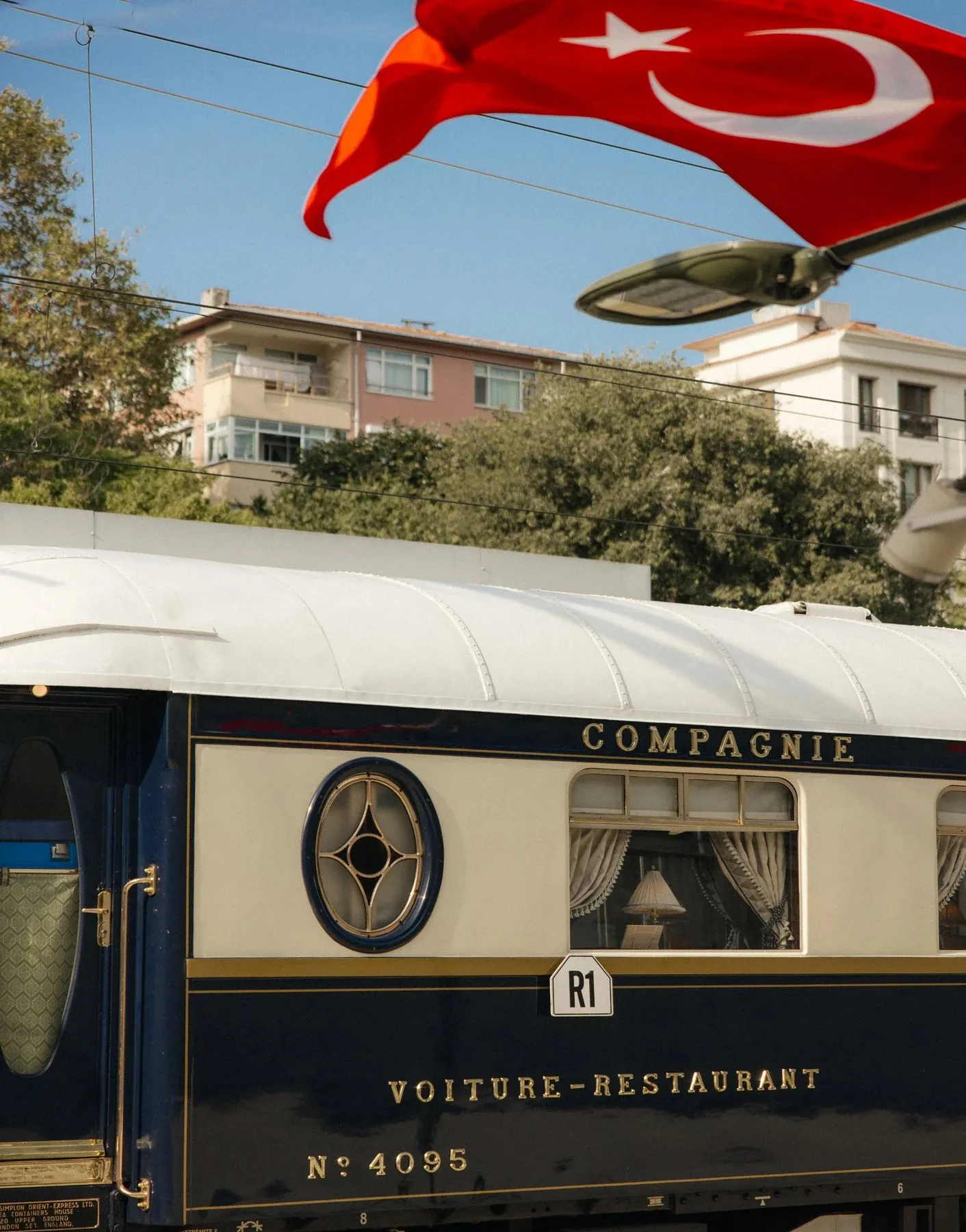 Venice Simplon-Orient-Express blue and cream carriages in Istanbul