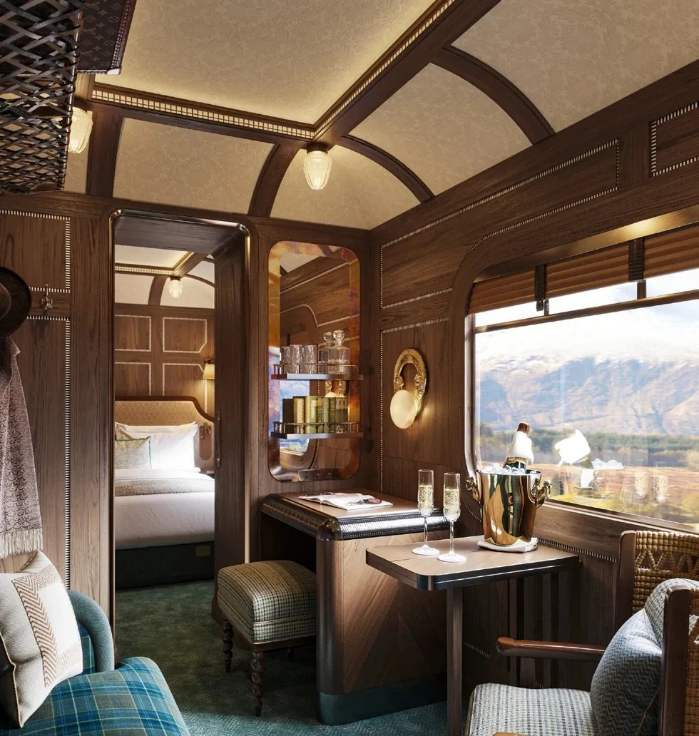 Private lounge in a Royal Scotsman Grand Suite