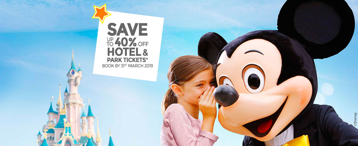Save up to 40 percent off hotel& park tickets
